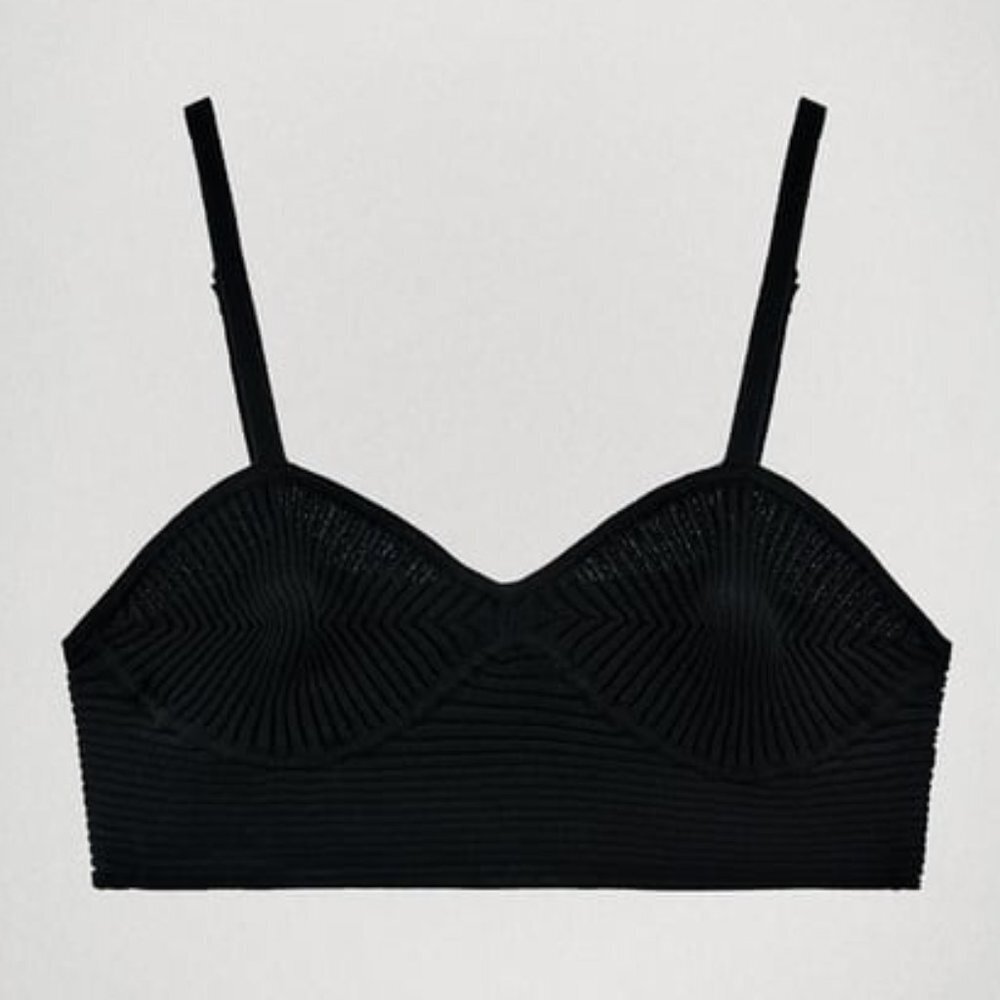 KNIT CROP TOP  BLACK - REF.‎ 1579/606 SIZE M